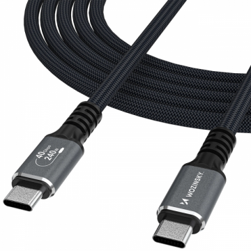 WZK Cablu Date si Incarcare USB-C - USB-C WZK WPS-UY42S, 240W, 2m, Negru