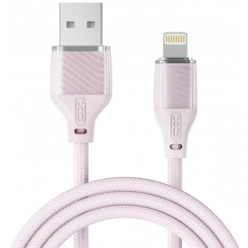 XO&nbsp;Design Cablu Date si Incarcare USB-A - Lightning XO Design NB291, 18W, 1m, Roz