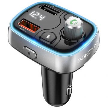 Modulator FM Borofone BC32 Sunlight Black, MP3, 2.4A, USB, microSD, Bluetooth