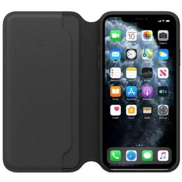 Husa de protectie Apple pentru iPhone 11 Pro Max, Leather Folio - Black