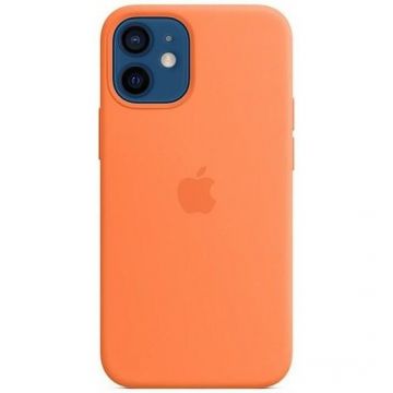 Husa de protectie Apple Silicone Case MagSafe pentru iPhone 12 mini, Kumquat