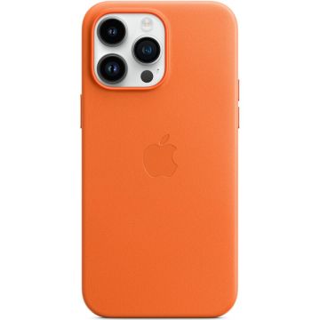 Husa de protectie Apple Leather Case with MagSafe pentru iPhone 14 Pro Max, Orange
