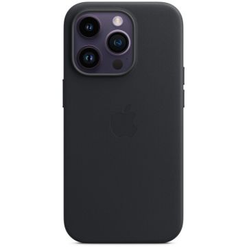 Husa de protectie Apple Leather Case with MagSafe pentru iPhone 14 Pro, Midnight