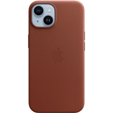 Husa de protectie Apple Leather Case with MagSafe pentru iPhone 14, Umber