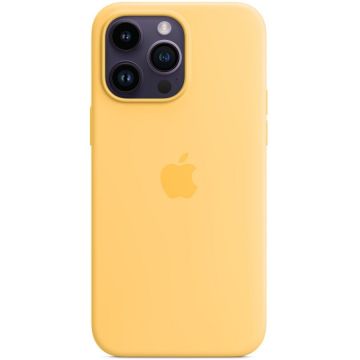 Husa de protectie Apple Silicone Case with MagSafe pentru iPhone 14 Pro Max, Sunglow