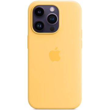 Husa de protectie Apple Silicone Case with MagSafe pentru iPhone 14 Pro, Sunglow
