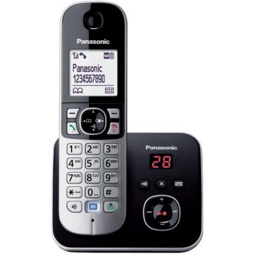 Telefon Fix Panasonic KX-TG6821FXB, Robot digital (Negru)