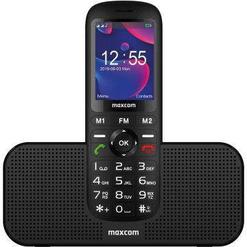 Telefon mobil MaxCom MM740, Dual SIM, Black + Stand incarcare